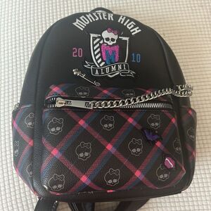 Hot topic Monster High Plaid Chain Mini Backpack Alumni Black Logo